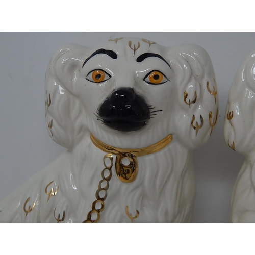 566 - Pair of Staffordshire Dogs with Gilded Collars: Measuring 25cm high