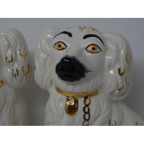 566 - Pair of Staffordshire Dogs with Gilded Collars: Measuring 25cm high