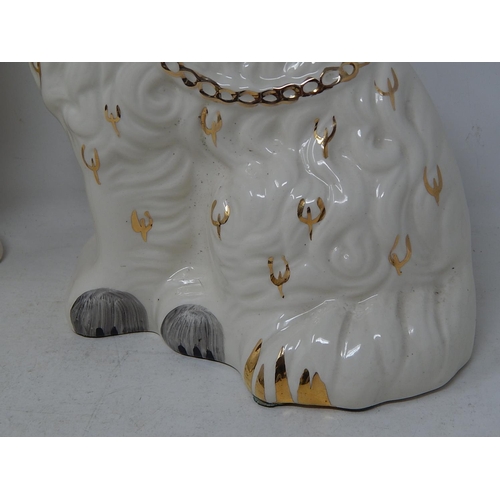 566 - Pair of Staffordshire Dogs with Gilded Collars: Measuring 25cm high