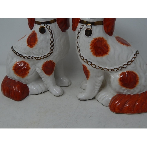 567 - Pair of Staffordshire Dogs with Gilded Collars: Measuring 22.5cm high