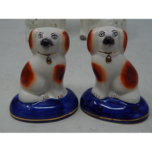 568 - Two Pairs of Staffordshire Dogs: Tallest 14cm high