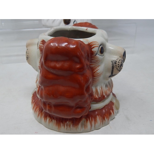 571 - Group of Ceramics Including a Staffordshire Dogs Head Money Box, Double Headed Brush Pot etc.