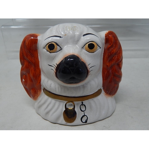 571 - Group of Ceramics Including a Staffordshire Dogs Head Money Box, Double Headed Brush Pot etc.