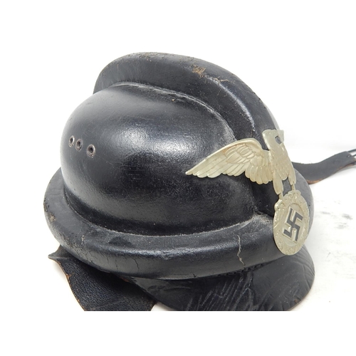 german nazi motorcycle helmet WW2 (German Army) black with aviator goggles  Unconquered Customs Rare WWII German M34 Fire