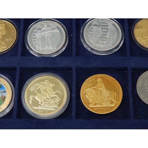 24 - Prince William and Catherine gold plated medallion in presentation case; Large Collection of Commemo... 