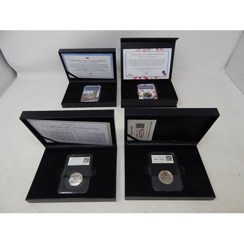 50 - A collection of 4 x Date Stamp coins: 2019 Poppy £2 coin signed capsule edition; 2018 UK 50p The Bre... 