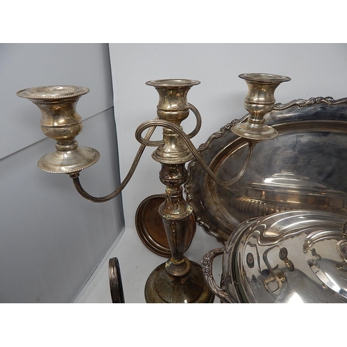 53 - Large Quantity of Silver Plated Wares to Include a Pair of Candelabra, Serving Plate, Cigarette Boxe... 