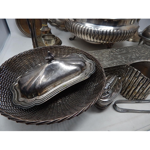 53 - Large Quantity of Silver Plated Wares to Include a Pair of Candelabra, Serving Plate, Cigarette Boxe... 