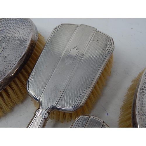 54 - 4 x Silver Backed Brushes: Various Dates & Makers