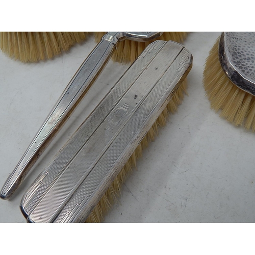 54 - 4 x Silver Backed Brushes: Various Dates & Makers