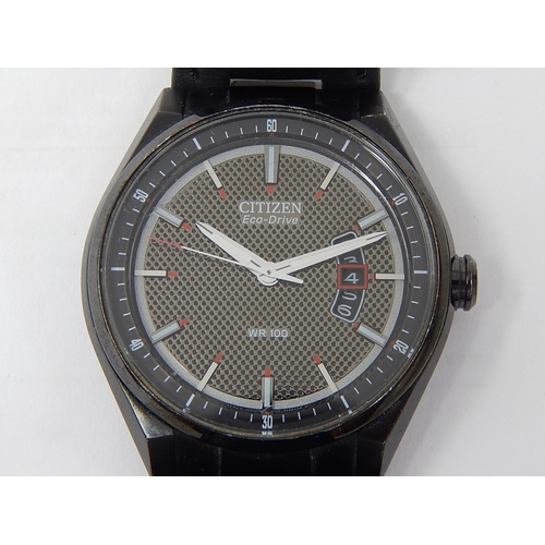 63 - Gentleman's Citizen Eco Drive Wristwatch with Day/Date Apertures: Working When Catalogued.