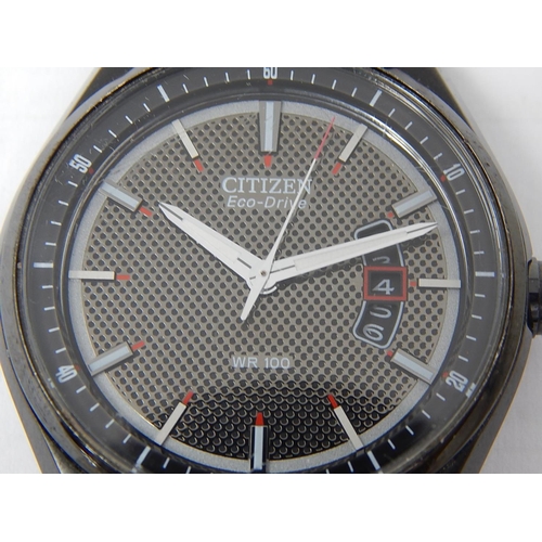 63 - Gentleman's Citizen Eco Drive Wristwatch with Day/Date Apertures: Working When Catalogued.