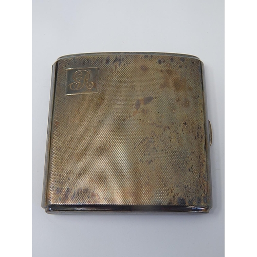 64 - Silver Cigarette Case with Gilded Interior: Hallmarked Chester 1928: Weight 114g