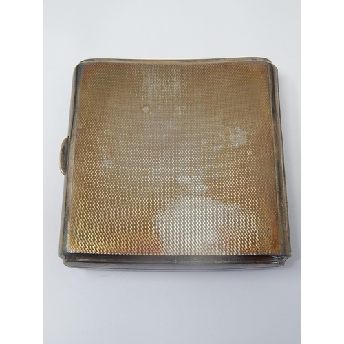 64 - Silver Cigarette Case with Gilded Interior: Hallmarked Chester 1928: Weight 114g