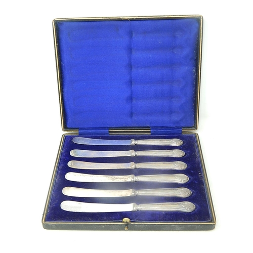 68 - Set of Hallmarked Silver Handled Knives in Fitted Case.