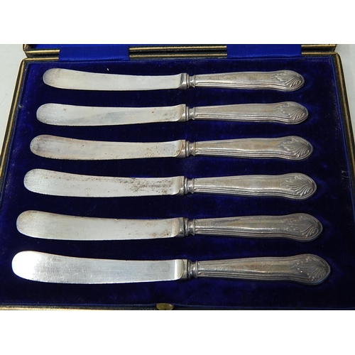 68 - Set of Hallmarked Silver Handled Knives in Fitted Case.