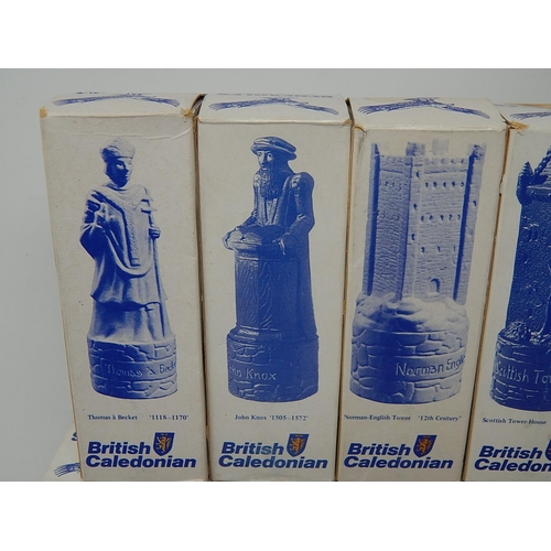 614 - Beneagles Scotch Whisky Porcelain Chess Pieces Originally Containing Whisky: All Boxed: (11)