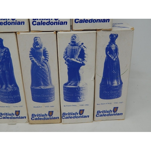 614 - Beneagles Scotch Whisky Porcelain Chess Pieces Originally Containing Whisky: All Boxed: (11)