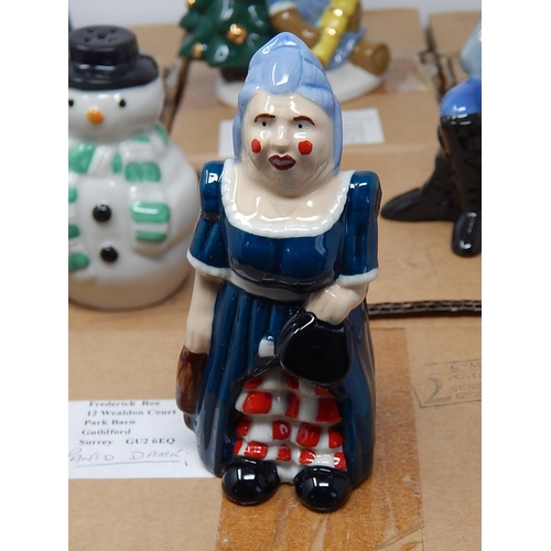 617 - Wade: Figures in Original Boxes Including Panto Dame, Mr & Mrs Snowman Salt & Pepper, Toybox Clown e... 