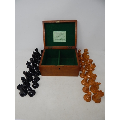 503 - Jacques & Son Staunton 'Chessmen' boxwood and ebony chess set. The Kings stamped 