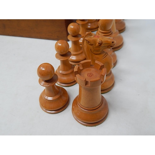 503 - Jacques & Son Staunton 'Chessmen' boxwood and ebony chess set. The Kings stamped 