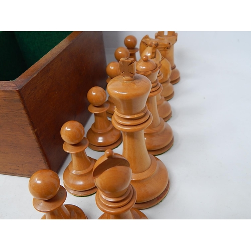 503 - Jacques & Son Staunton 'Chessmen' boxwood and ebony chess set. The Kings stamped 