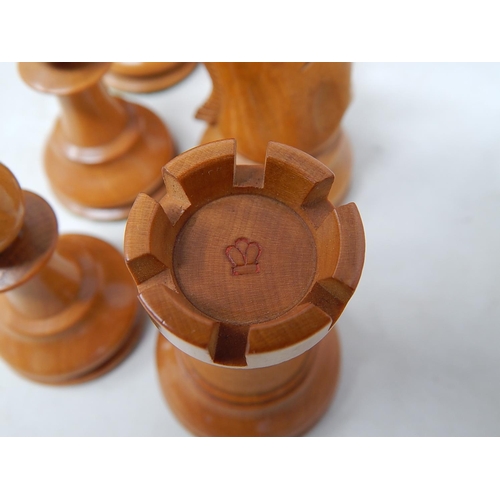 503 - Jacques & Son Staunton 'Chessmen' boxwood and ebony chess set. The Kings stamped 