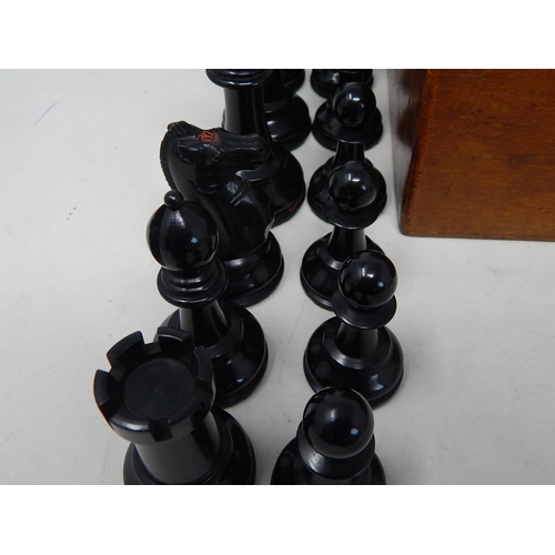 503 - Jacques & Son Staunton 'Chessmen' boxwood and ebony chess set. The Kings stamped 