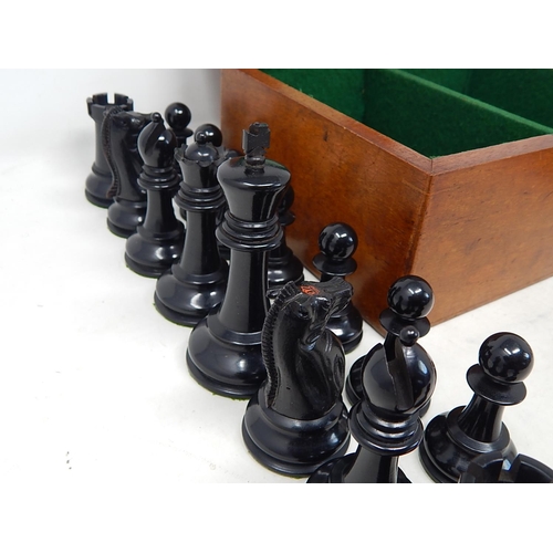 503 - Jacques & Son Staunton 'Chessmen' boxwood and ebony chess set. The Kings stamped 