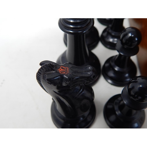 503 - Jacques & Son Staunton 'Chessmen' boxwood and ebony chess set. The Kings stamped 