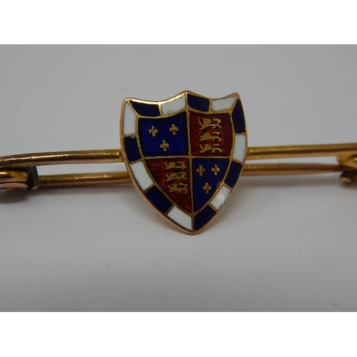 74 - Enamel 9ct Brooch, Hallmarked Birmingham 1920, Duke of Beaufort.