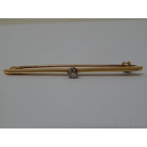 75 - Antique 15ct Gold Diamond Solitaire Stick Pin.