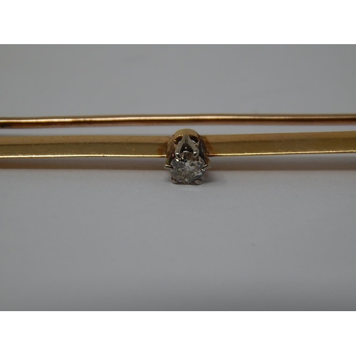 75 - Antique 15ct Gold Diamond Solitaire Stick Pin.