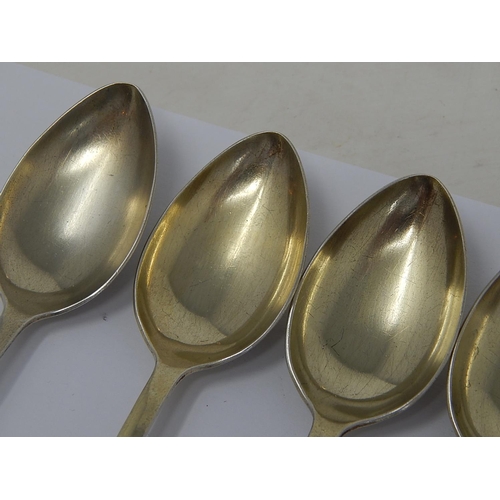 80 - Set of Russian 87 Standard Silver & Fine Enamel Floral Decorated Teaspoons with Gilded Bowls. Weight... 