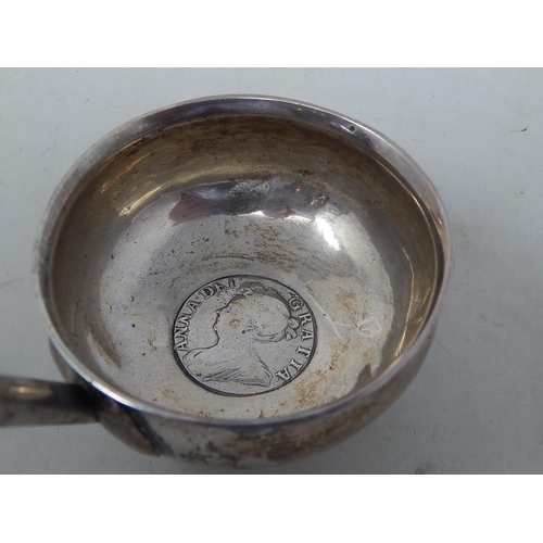 85 - A Queen Anne Silver Shilling Dated 1708 Set in an Unmarked Silver Punch Ladle together with a Georgi... 