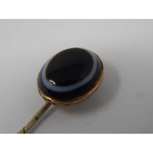 92 - Silver Gilt Banded Agate Stick Pin.