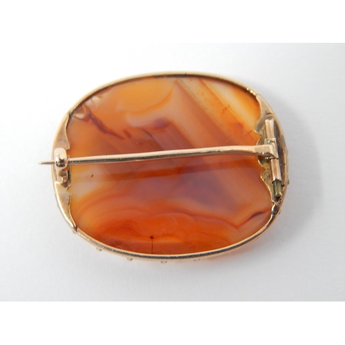 95 - Victorian Orange Banded Agate Brooch in Gold Mount.