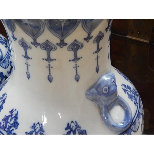 510 - Large Pair of Chinese Blue & White Vases with Figural Scenes: Each Measure 48cm high