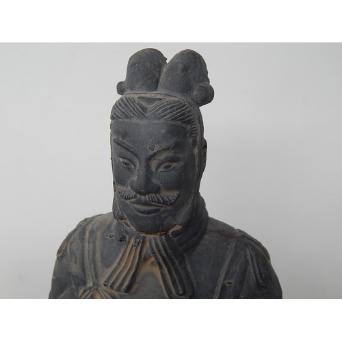 511 - Chinese Terracotta Figures of Warriors: Both with Impressed Seal Marks: Tallest 37cm