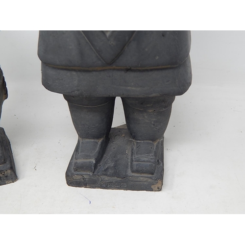 511 - Chinese Terracotta Figures of Warriors: Both with Impressed Seal Marks: Tallest 37cm