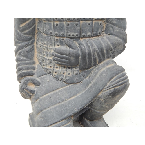 511 - Chinese Terracotta Figures of Warriors: Both with Impressed Seal Marks: Tallest 37cm