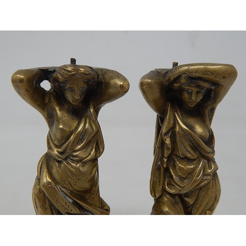 514 - Pair of Bronze Figures of Classical Maidens: Possibly Previously Mounted on Furniture: Height 11cm