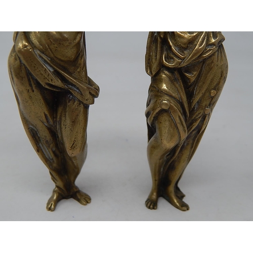 514 - Pair of Bronze Figures of Classical Maidens: Possibly Previously Mounted on Furniture: Height 11cm