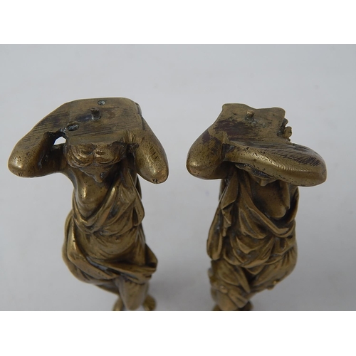 514 - Pair of Bronze Figures of Classical Maidens: Possibly Previously Mounted on Furniture: Height 11cm