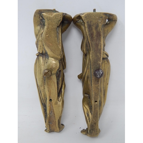 514 - Pair of Bronze Figures of Classical Maidens: Possibly Previously Mounted on Furniture: Height 11cm