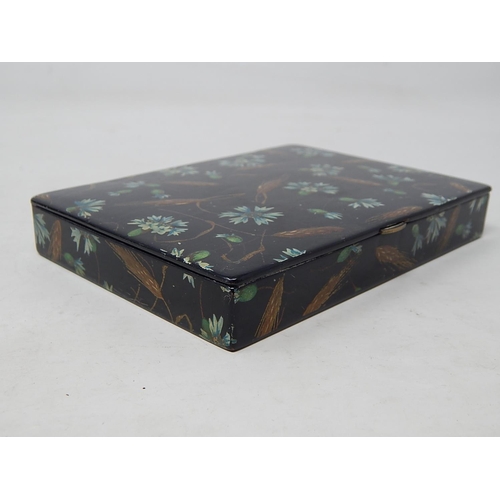 701 - C19th Japanese Lacquered Seven Section Box: The Top & Sides Decorated with Flowering Berries & Wheat... 