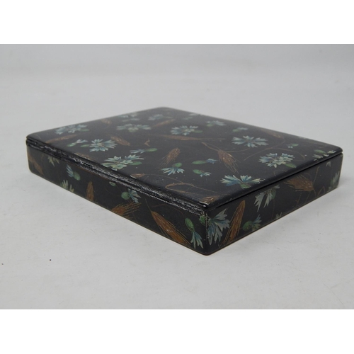 701 - C19th Japanese Lacquered Seven Section Box: The Top & Sides Decorated with Flowering Berries & Wheat... 