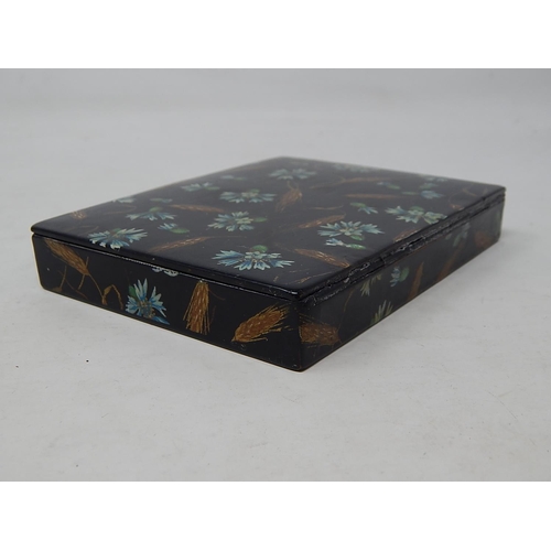 701 - C19th Japanese Lacquered Seven Section Box: The Top & Sides Decorated with Flowering Berries & Wheat... 