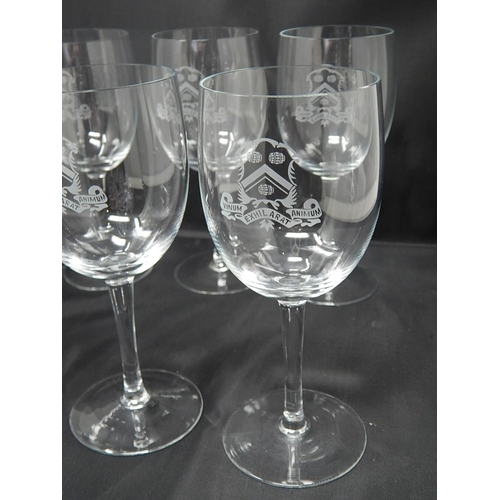 708 - The Vintners' Company Glassware: 6 x Wine Glasses: Height 17.5cm: (3 x Sets Available)