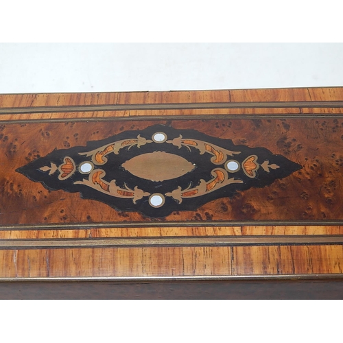 715 - C19th French Burr Walnut Glove/Work Box: The Brass Bordered Top Having an Intricate Inlaid Panel wit... 